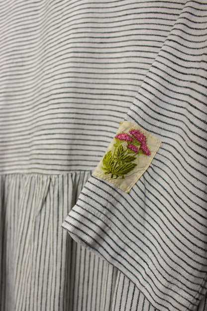 OFFON Loose Washed Striped Linen Midi Dress Size S