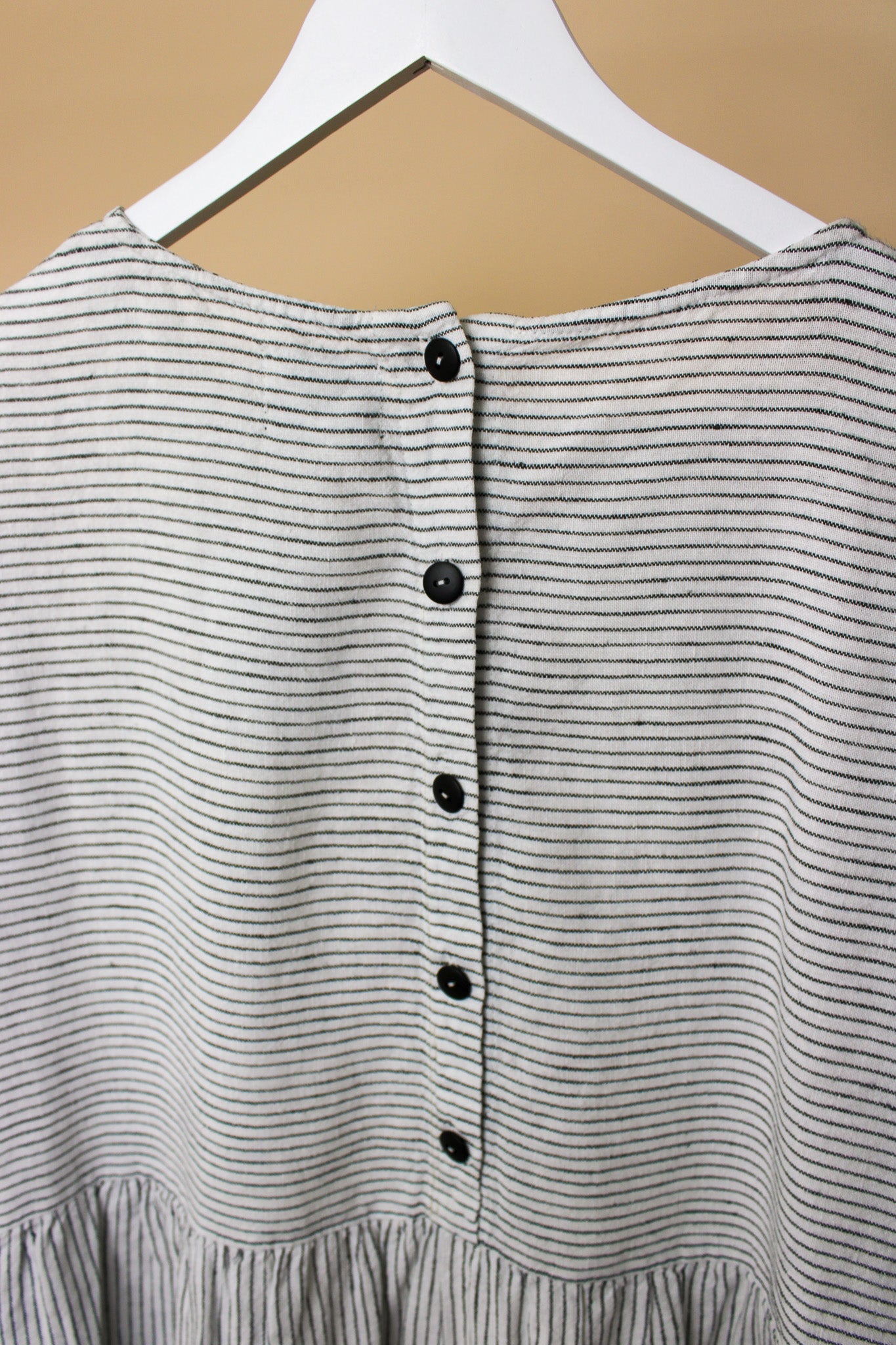 OFFON Loose Washed Striped Linen Midi Dress Size S