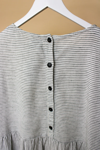 OFFON Loose Washed Striped Linen Midi Dress Size S