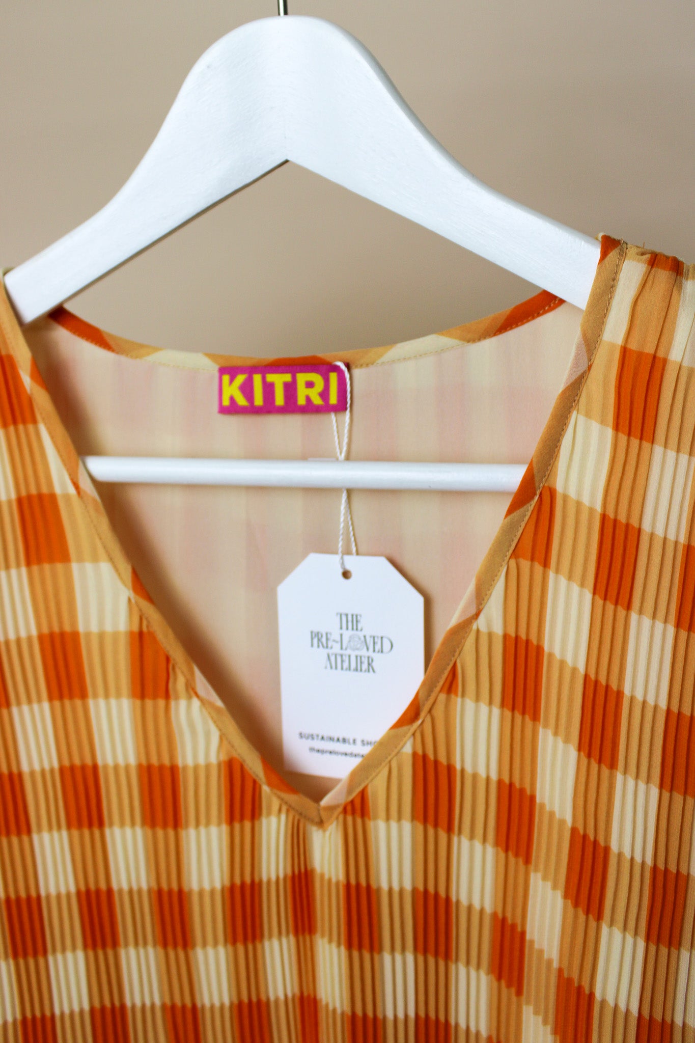 KITRI Check Pleated Midi Dress Size XS