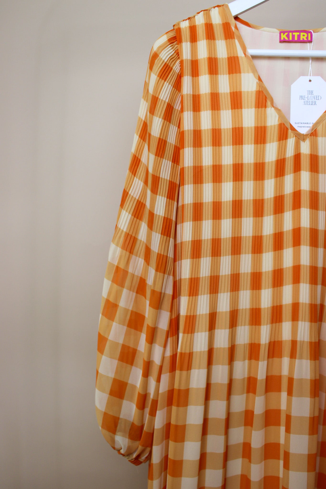 KITRI Check Pleated Midi Dress Size XS