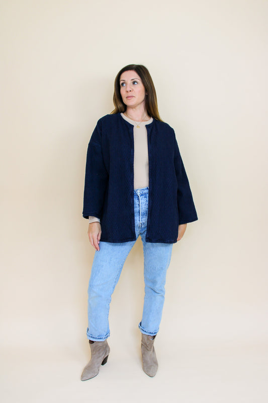 TOAST Textured Cotton Denim Open Jacket Size 10