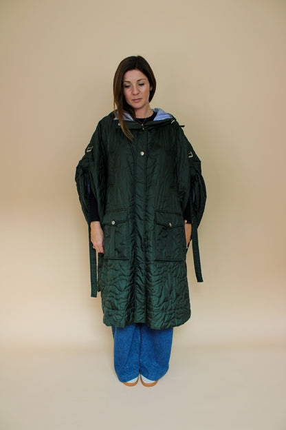 GANNI Quilted recycled polyester oversize cape coat Size XS