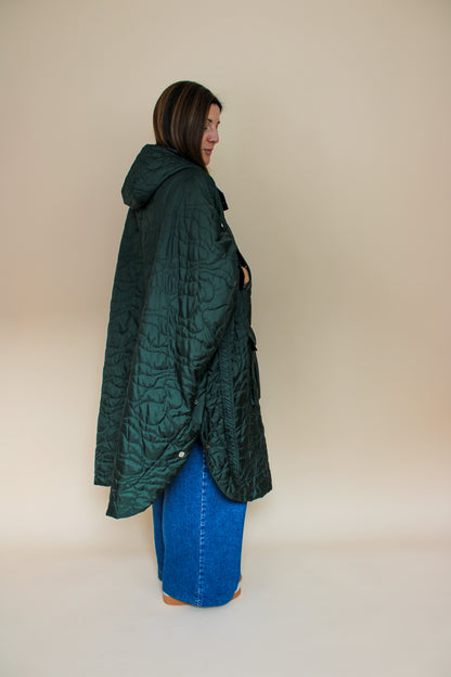 GANNI Quilted recycled polyester oversize cape coat Size XS