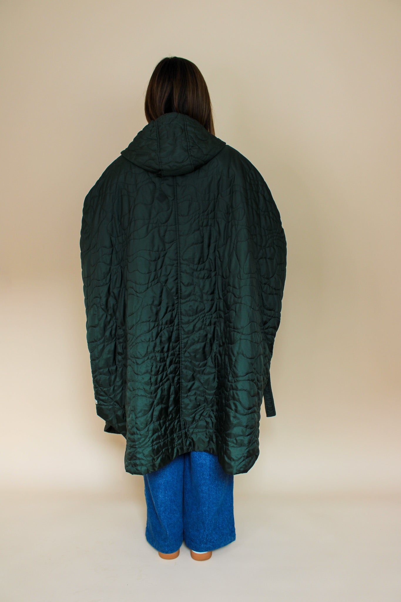 GANNI Quilted recycled polyester oversize cape coat Size XS