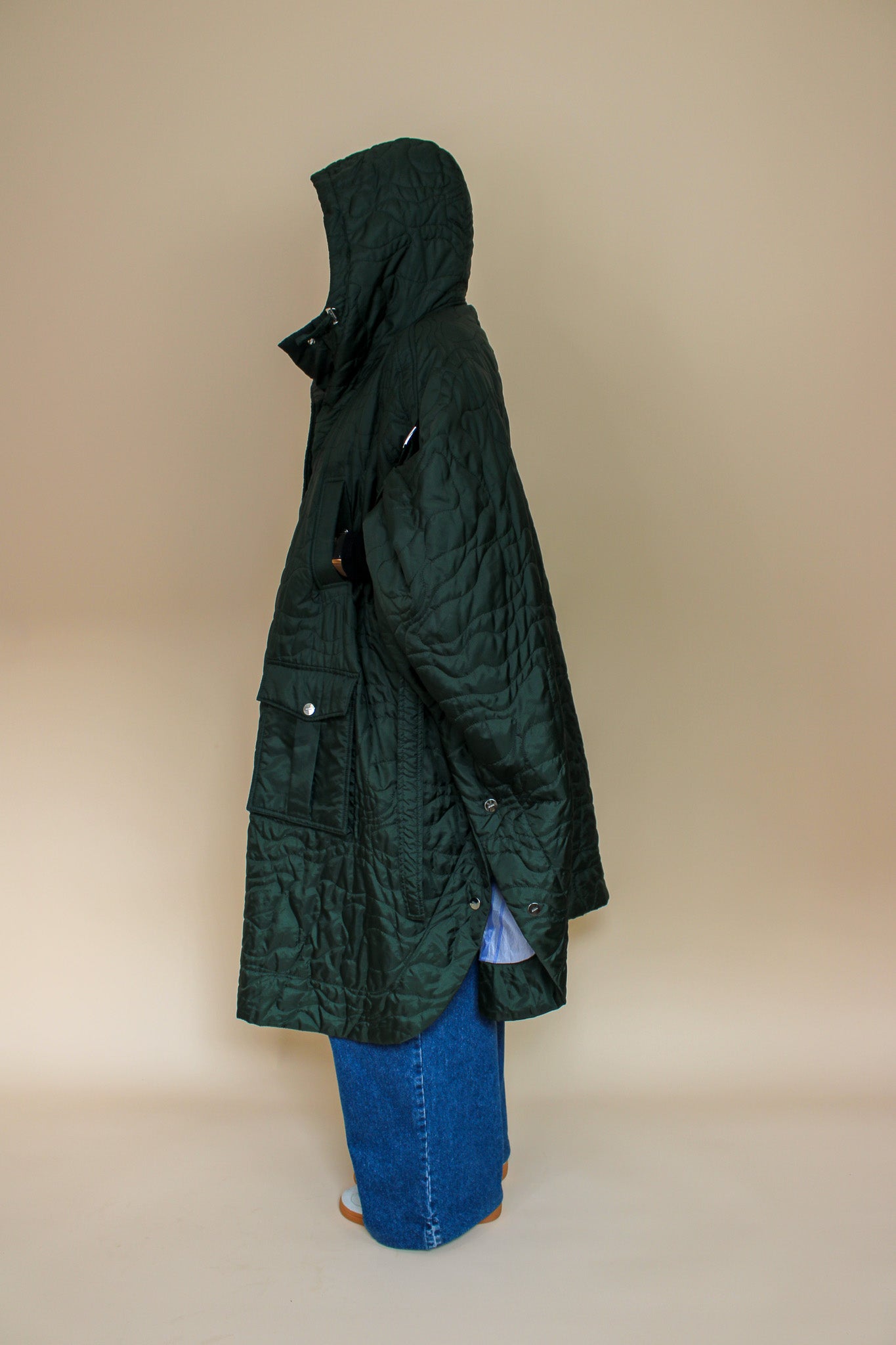 GANNI Quilted recycled polyester oversize cape coat Size XS