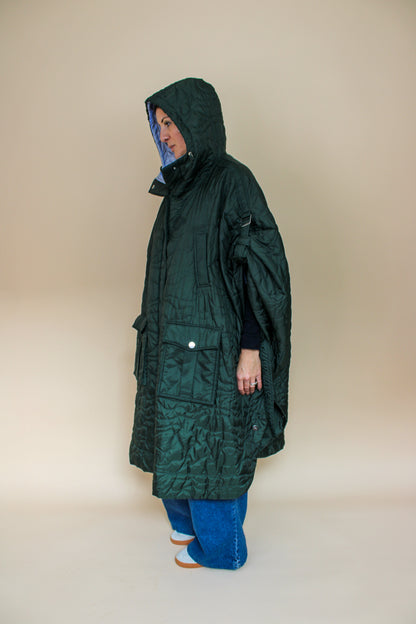 GANNI Quilted recycled polyester oversize cape coat Size XS