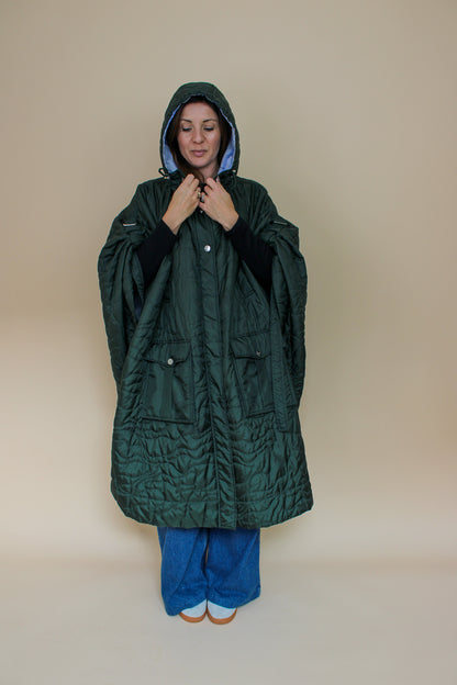 GANNI Quilted recycled polyester oversize cape coat Size XS