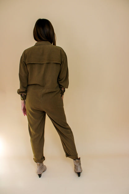 VINTAGE Long Sleeve Utility Linen Mix Jumpsuit Size 10