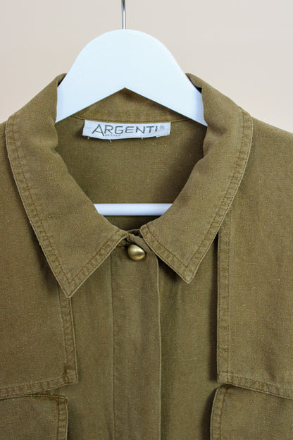 VINTAGE Long Sleeve Utility Linen Mix Jumpsuit Size 10