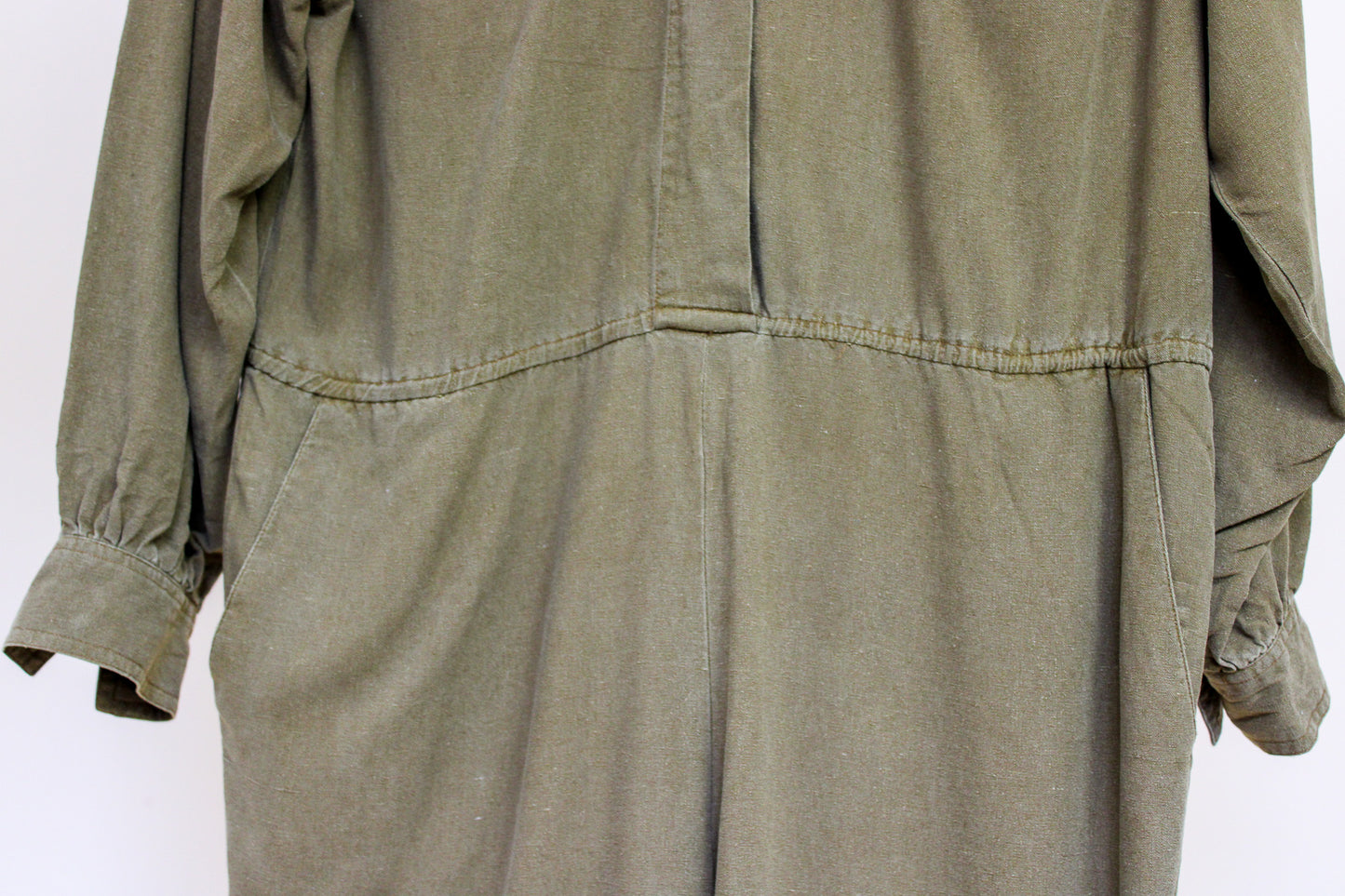 VINTAGE Long Sleeve Utility Linen Mix Jumpsuit Size 10