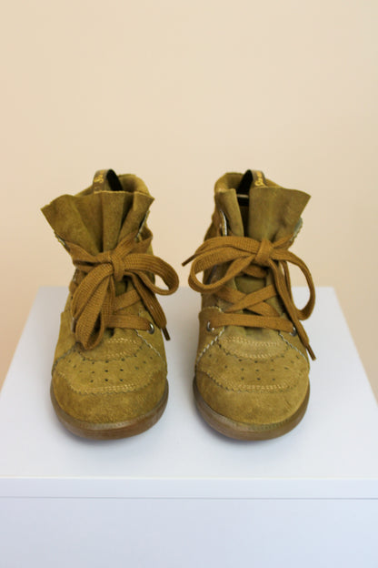 ISABEL MARANT ETOILE Bobby Lace-Up Suede Wedge Sneakers Size 4