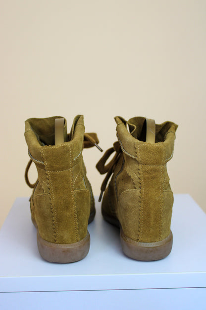 ISABEL MARANT ETOILE Bobby Lace-Up Suede Wedge Sneakers Size 4