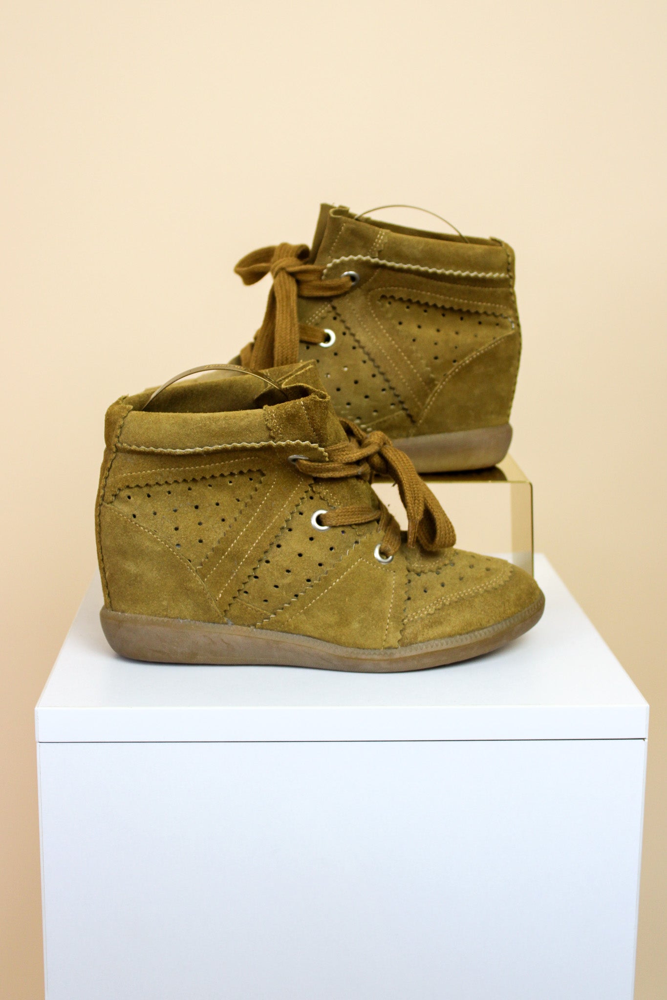 ISABEL MARANT ETOILE Bobby Lace-Up Suede Wedge Sneakers Size 4