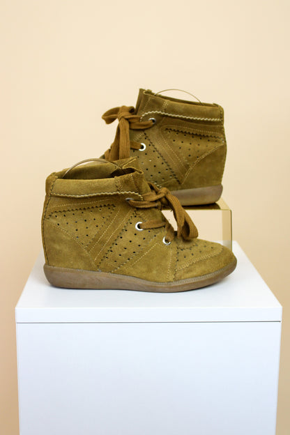 ISABEL MARANT ETOILE Bobby Lace-Up Suede Wedge Sneakers Size 4