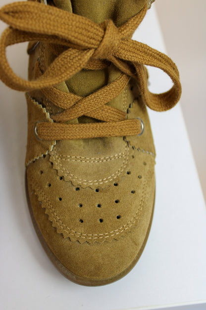 ISABEL MARANT ETOILE Bobby Lace-Up Suede Wedge Sneakers Size 4