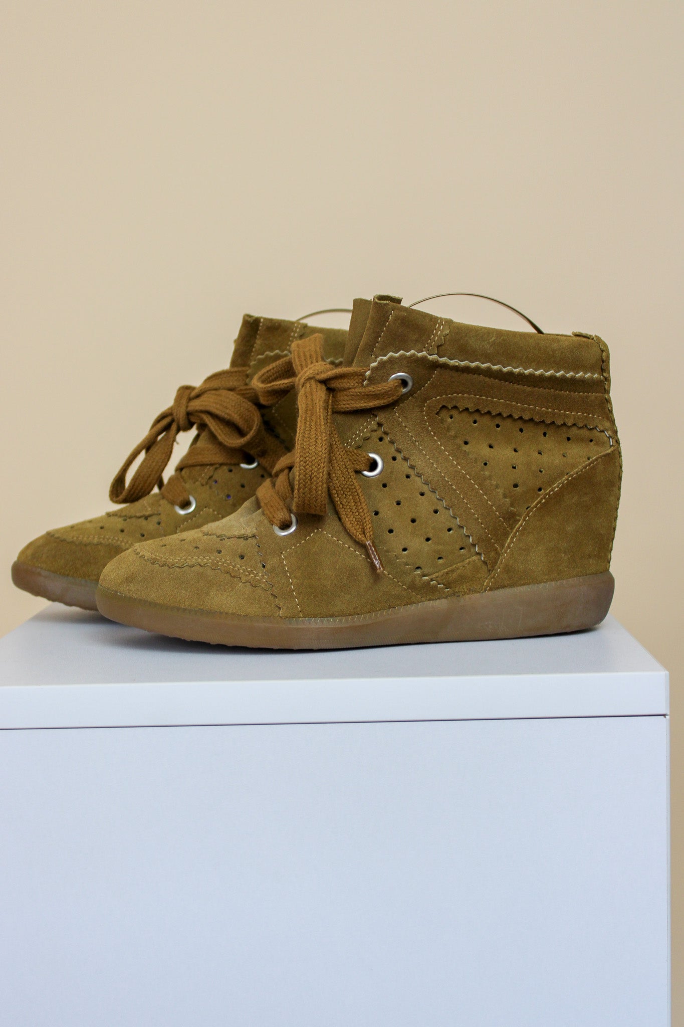 ISABEL MARANT ETOILE Bobby Lace-Up Suede Wedge Sneakers Size 4