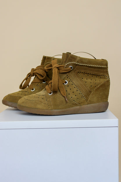 ISABEL MARANT ETOILE Bobby Lace-Up Suede Wedge Sneakers Size 4
