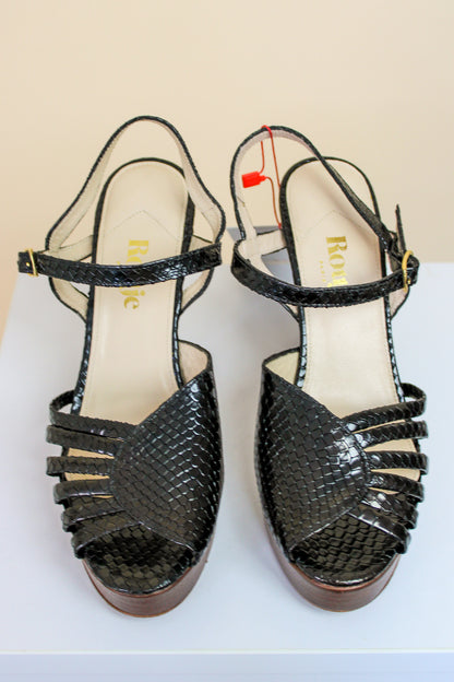 ROUJE Suryana Faux Snakeskin Platform Heels Size 6