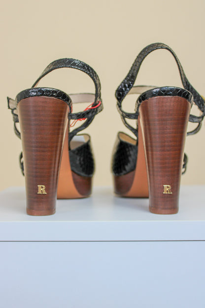 ROUJE Suryana Faux Snakeskin Platform Heels Size 6