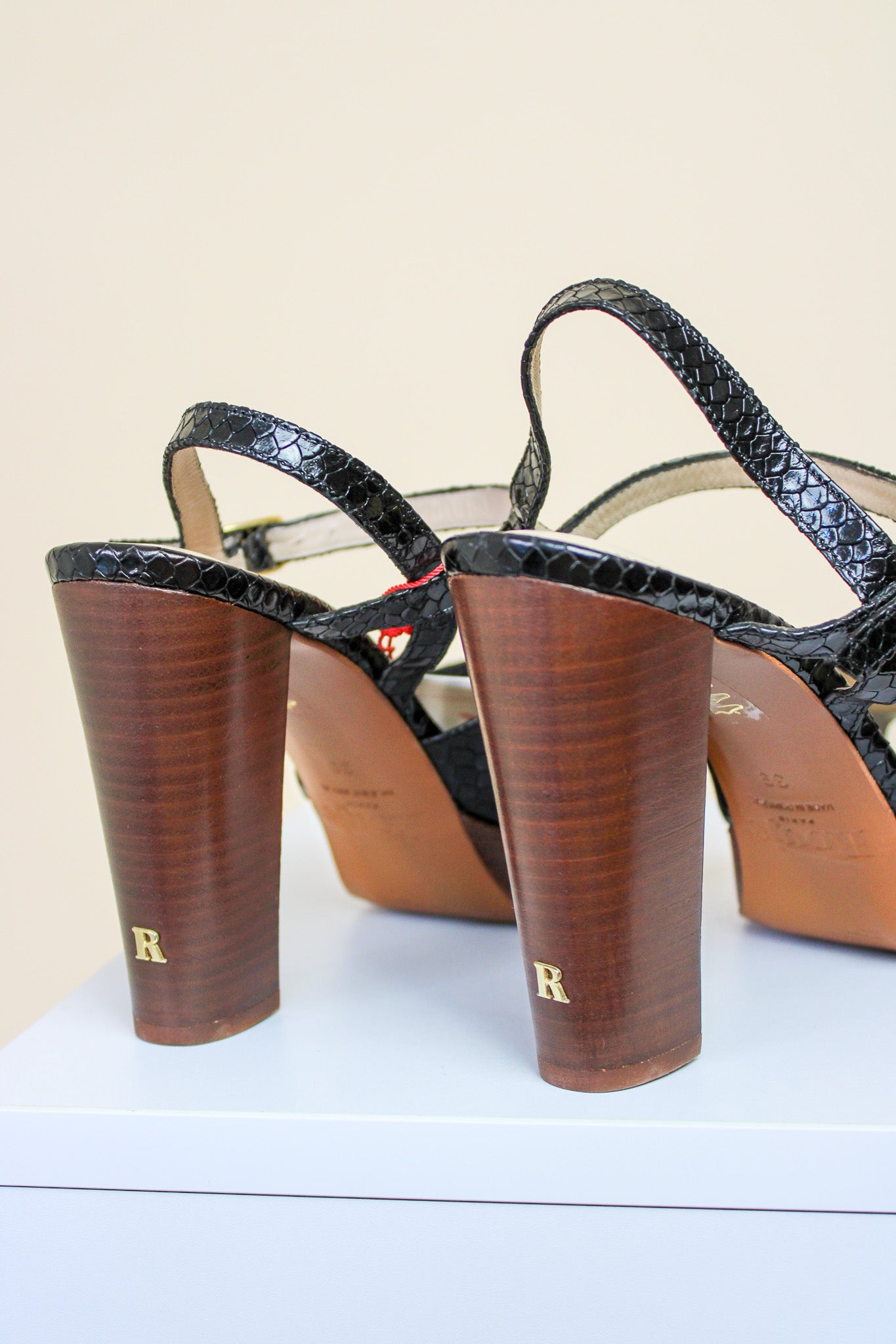 ROUJE Suryana Faux Snakeskin Platform Heels Size 6