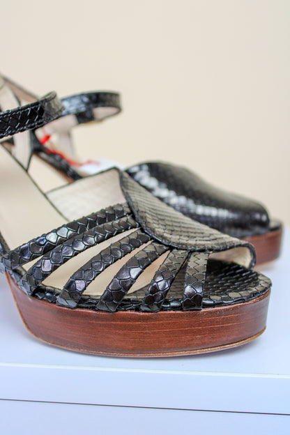 ROUJE Suryana Faux Snakeskin Platform Heels Size 6