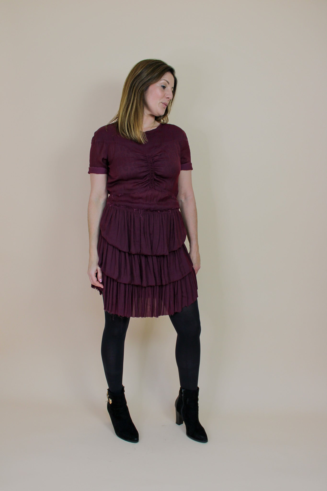 ISABEL MARANT Raw Edge Ruffle Mini Dress Size 10-12