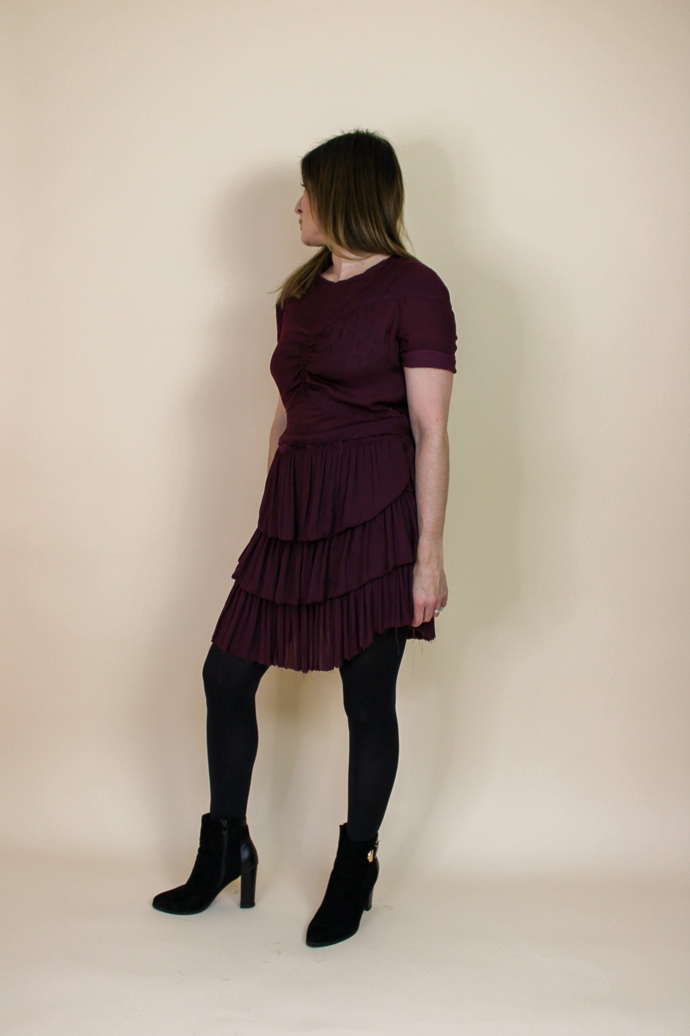 ISABEL MARANT Raw Edge Ruffle Mini Dress Size 10-12