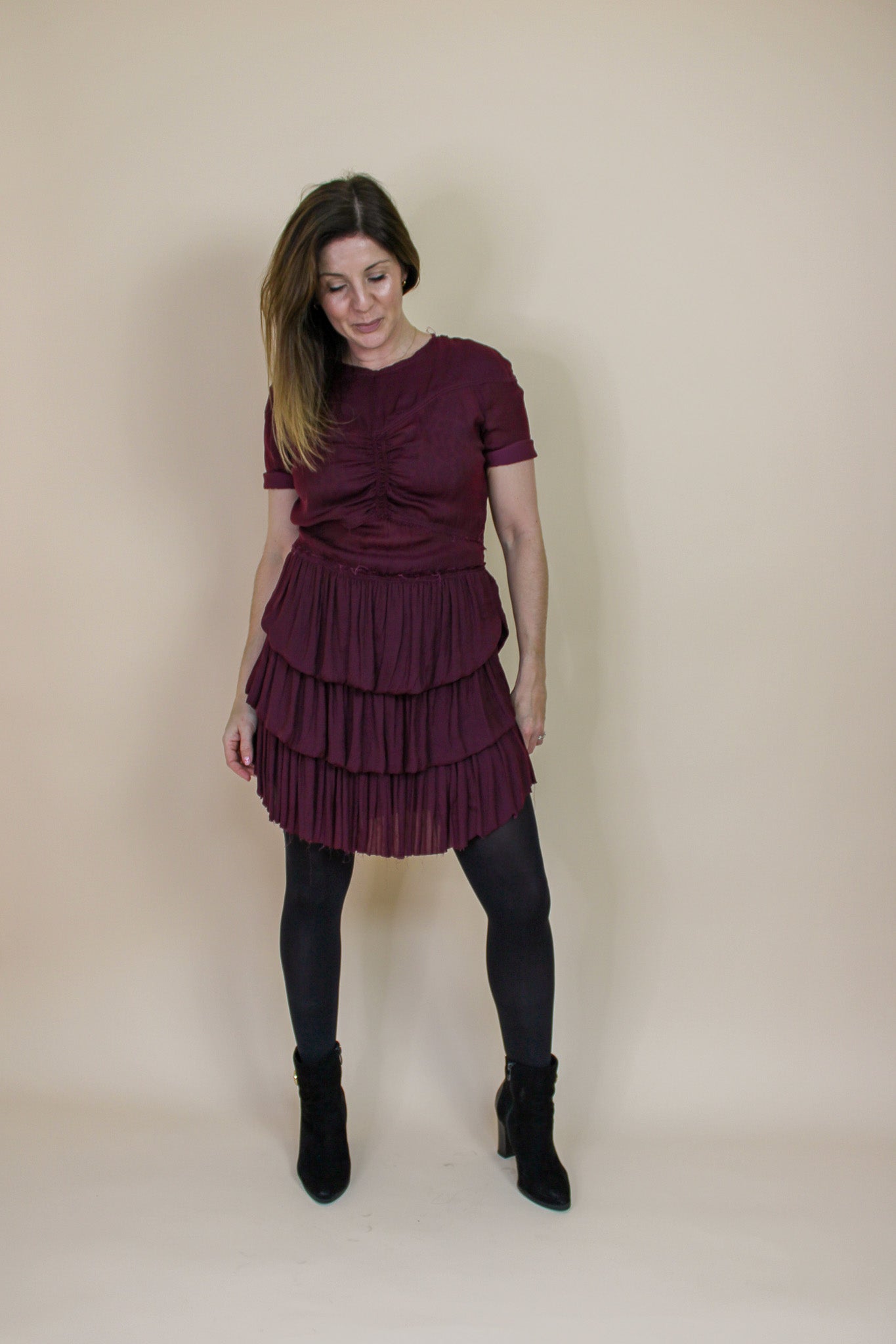 ISABEL MARANT Raw Edge Ruffle Mini Dress Size 10-12