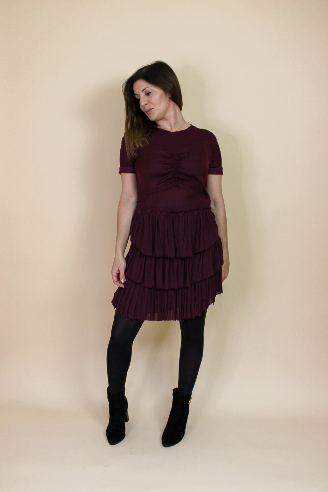 ISABEL MARANT Raw Edge Ruffle Mini Dress Size 10-12