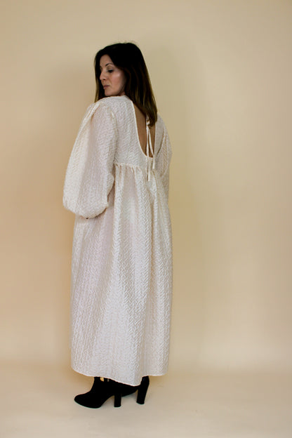 GHOSPELL Balloon Sleeve Midi Smock Dress Size L