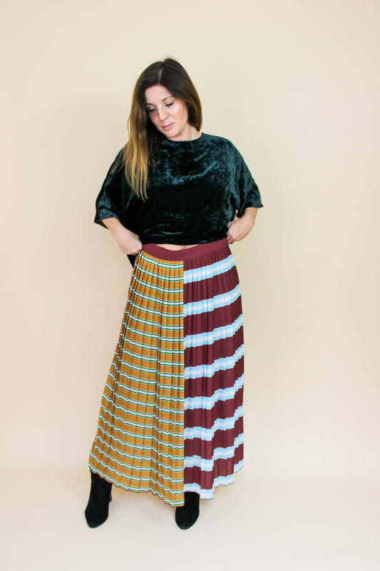 GANT contrast print Heritage 2.0 stripe pleated midi skirt Size 14-16