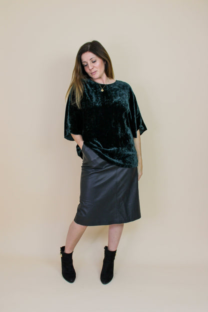 SAMSOE SAMSOE Velvet Wide Neck Cap Sleeve Blouse Size M