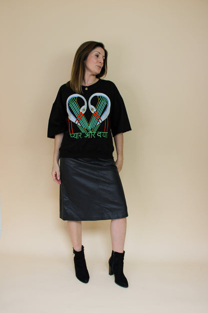 TALLULAH & HOPE Stork Embroidered 'Love & Mercy'  3/4 Sleeve Sweatshirt Size 10