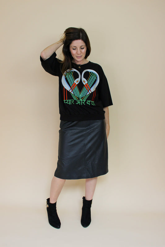 TALLULAH & HOPE Stork Embroidered 'Love & Mercy'  3/4 Sleeve Sweatshirt Size 10