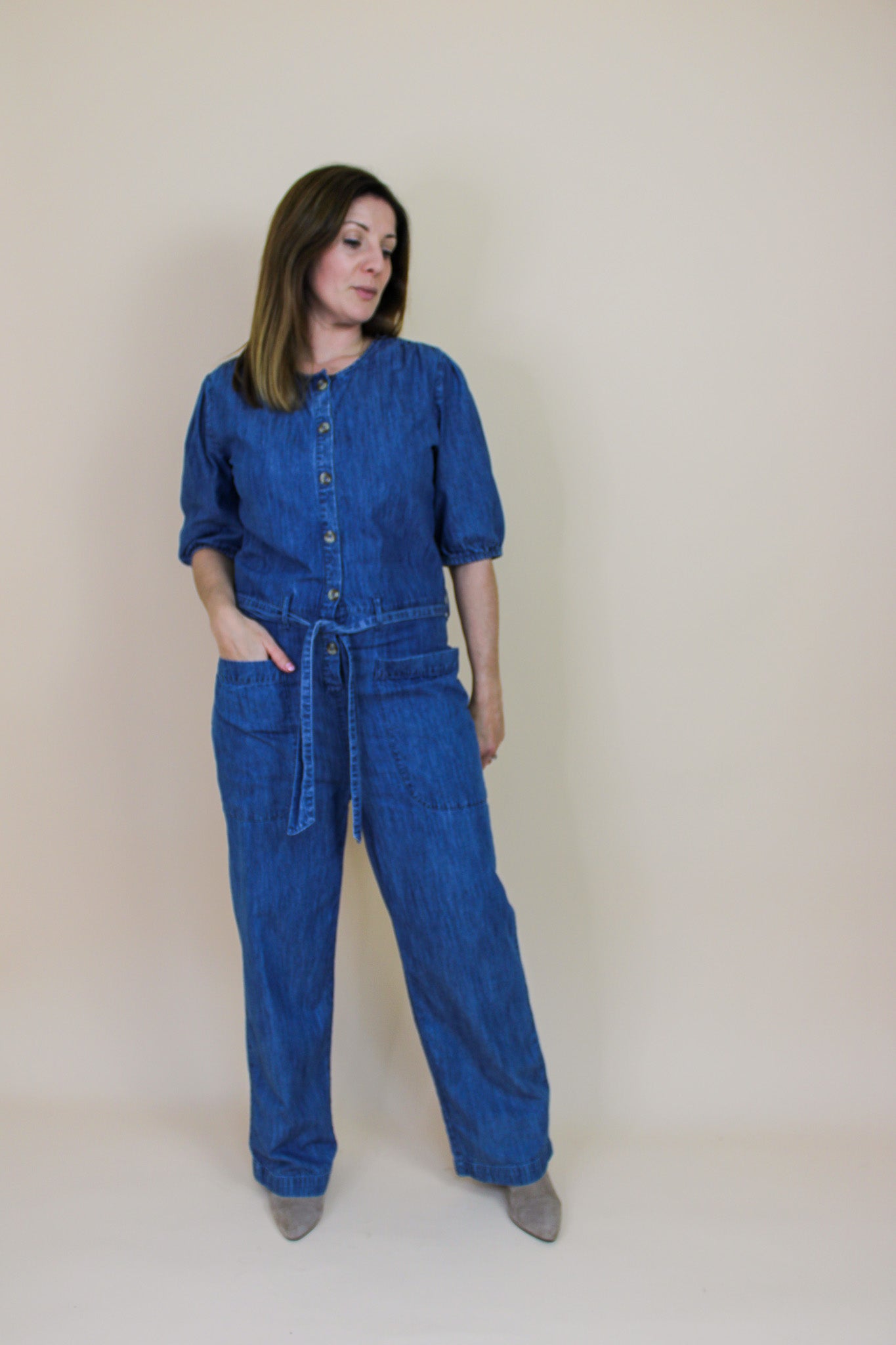 LEON & HARPER Odylle Denim Jumpsuit Size 8
