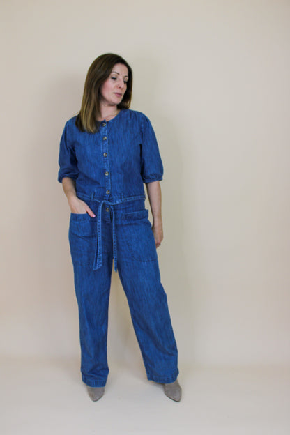 LEON & HARPER Odylle Denim Jumpsuit Size 8
