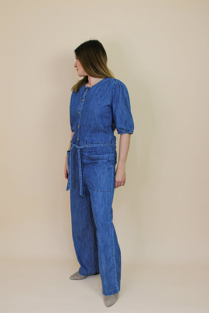 LEON & HARPER Odylle Denim Jumpsuit Size 8