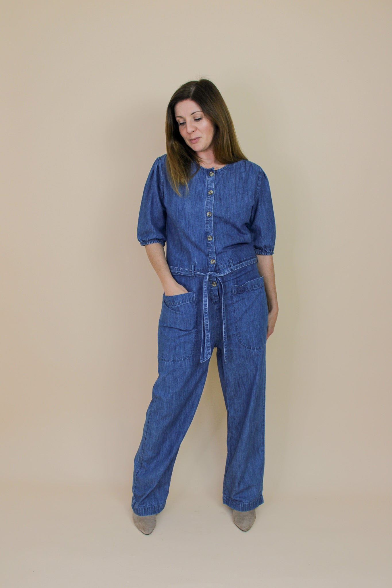 LEON & HARPER Odylle Denim Jumpsuit Size 8
