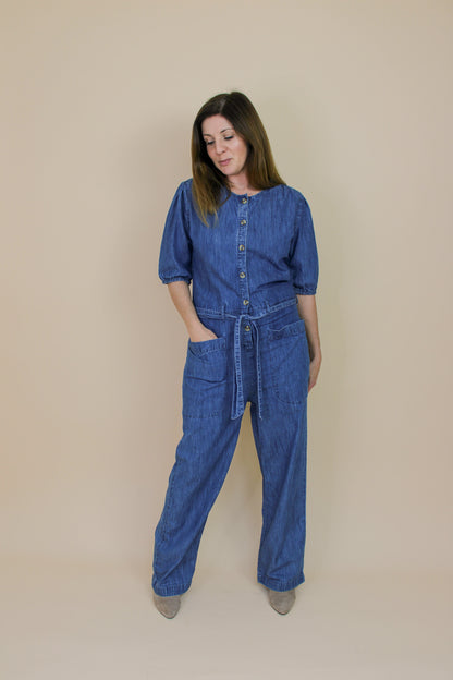 LEON & HARPER Odylle Denim Jumpsuit Size 8
