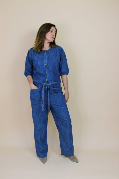 LEON & HARPER Odylle Denim Jumpsuit Size 8