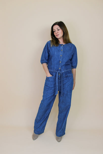 LEON & HARPER Odylle Denim Jumpsuit Size 8
