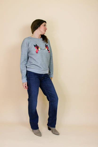 WHISTLES Embroidered Hummingbirds Sweatshirt Size M