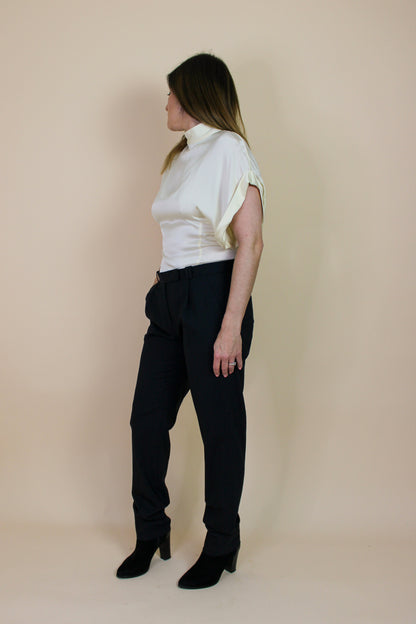 RAEY 100% Silk High-neck Fold-sleeve Top Size 10