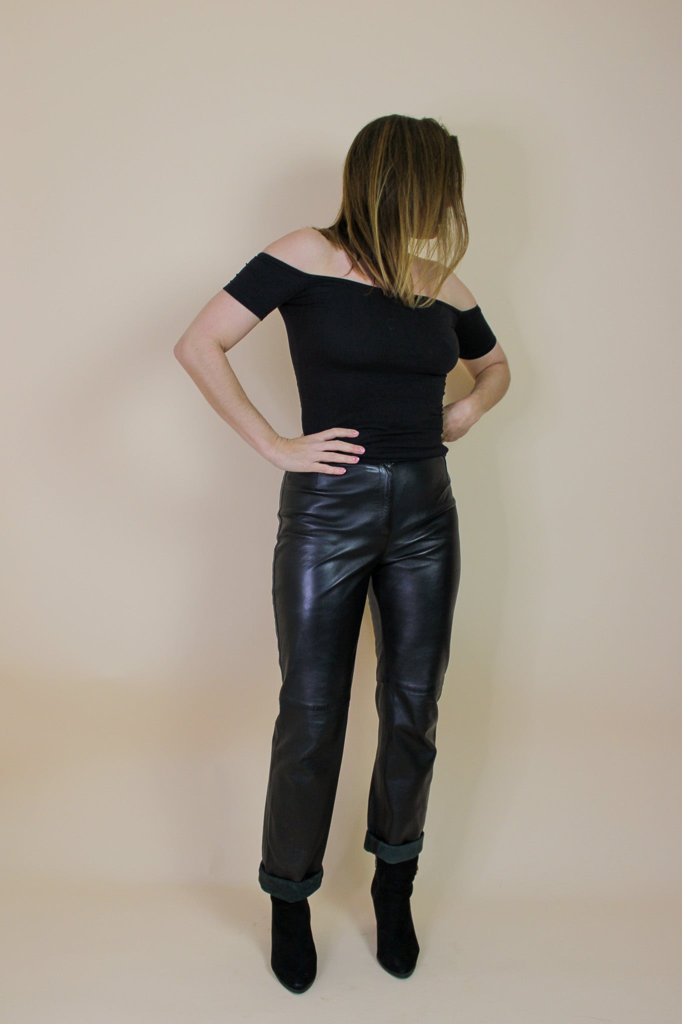 JAEGER Leather Straight Leg Trousers Size 8