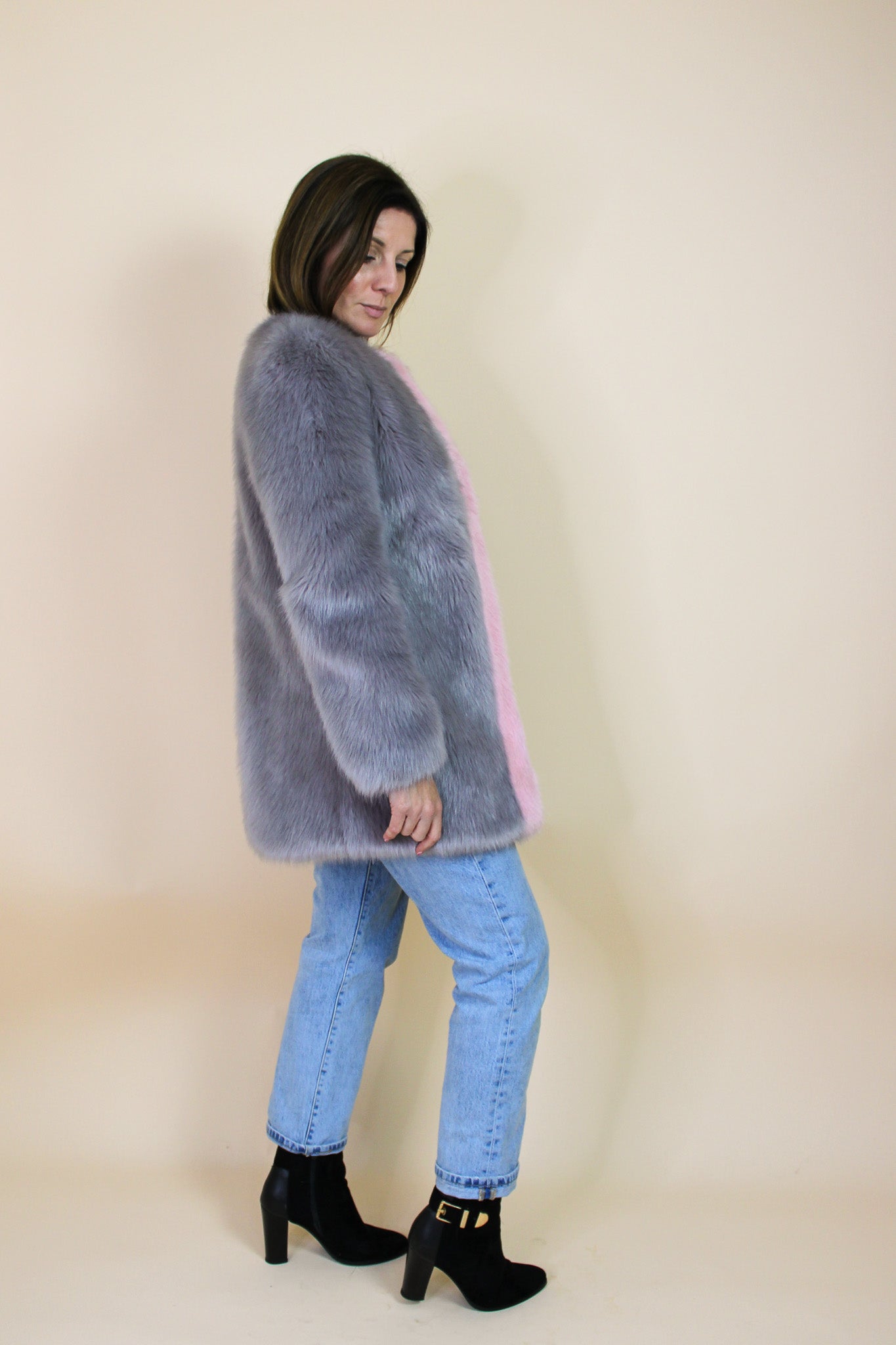 SHRIMPS Faux Fur Panel Jacket Size S