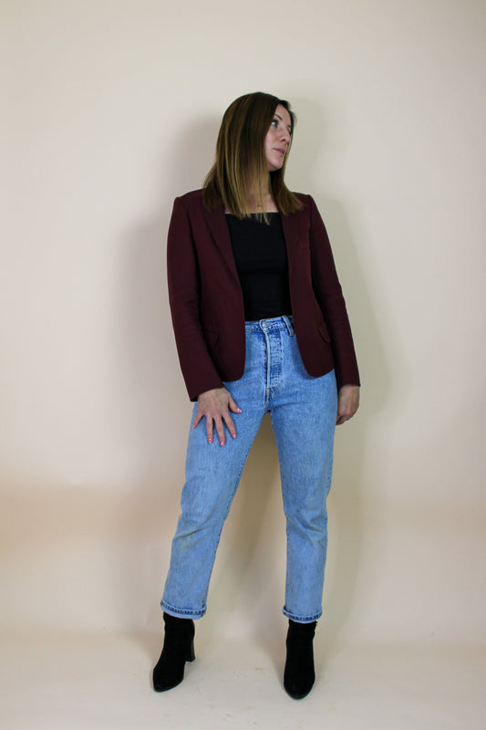 JIL SANDER Fitted Unlined Cropped Cotton blazer Size 8