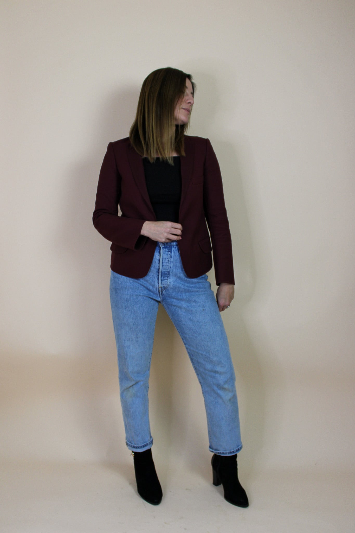 JIL SANDER Fitted Unlined Cropped Cotton blazer Size 8