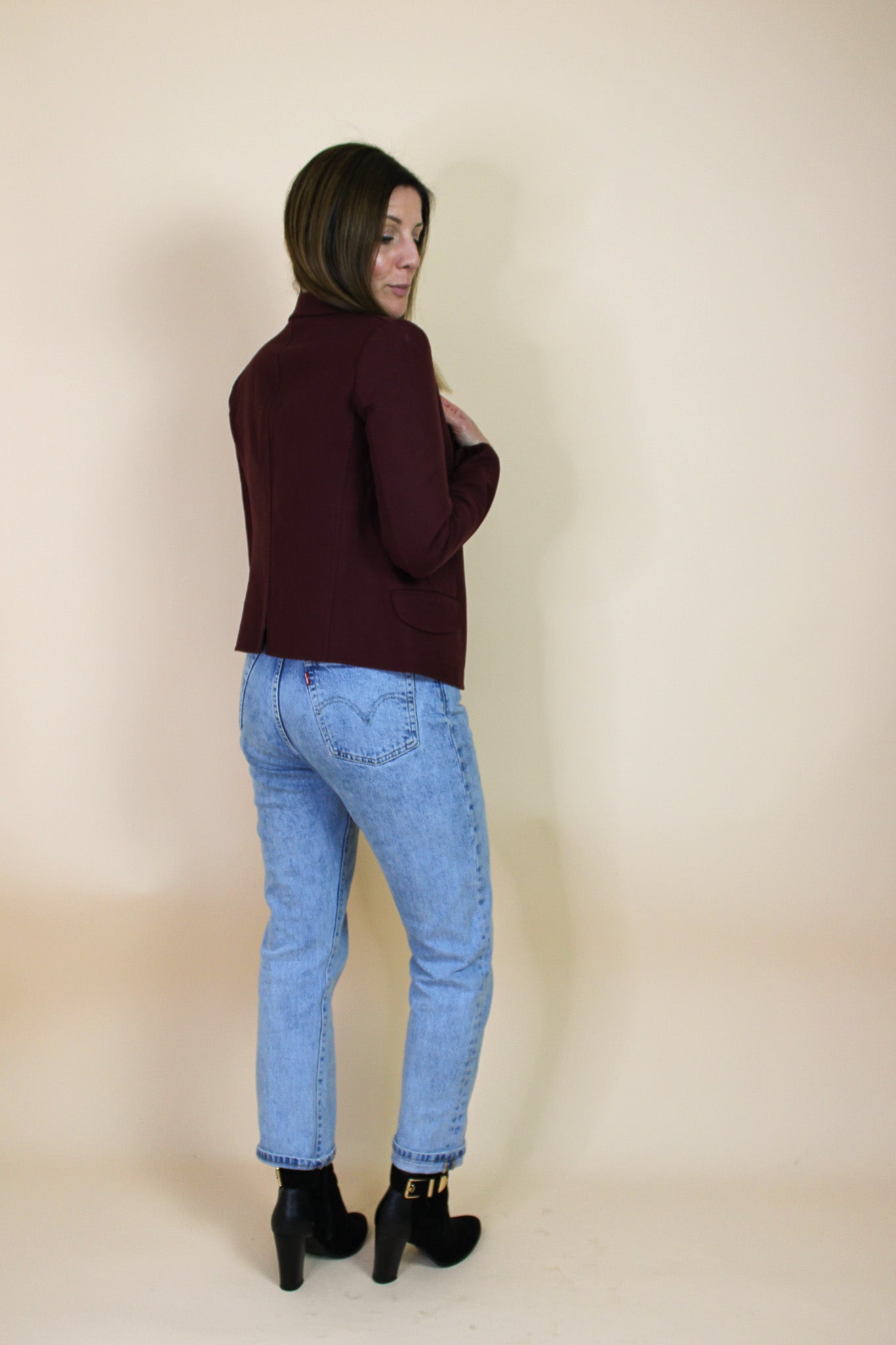 JIL SANDER Fitted Unlined Cropped Cotton blazer Size 8