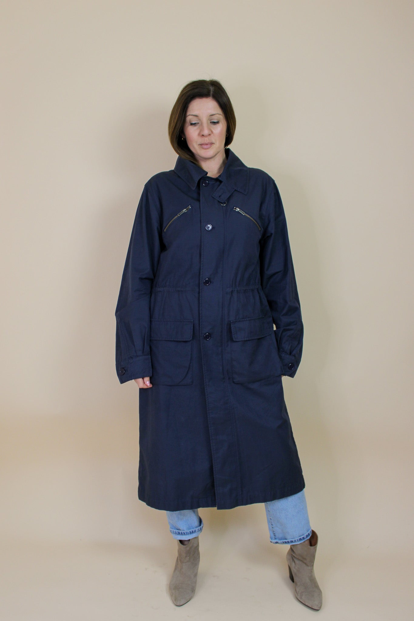 CURRENT ELLIOTT X CHARLOTTE GAINSBURG Cotton Drawstring Trench Coat Size 1